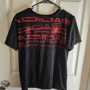 Adidas Men's Black Tee with Red Logo Design